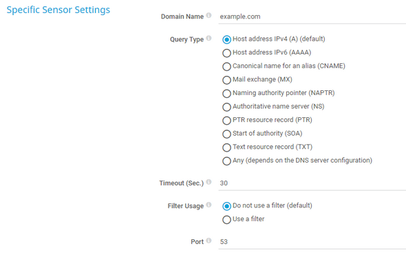 Specific Sensor Settings
