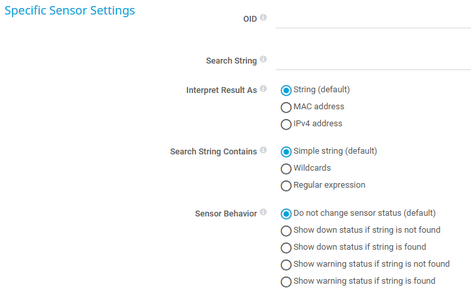 Specific Sensor Settings